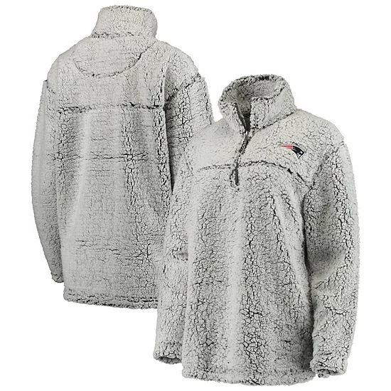 G-III Women's Gray New England Patriots Sherpa Quarter-Zip Pullover Jacket G-III Women's Gray New England Patriots Sherpa Quarter-Zip Pullover Jacket -G-III Sales Store unnamed file 1640