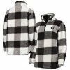 Women's G-III 4Her By Carl Banks Black Las Vegas Raiders Sherpa Plaid Quarter-Zip Jacket