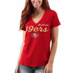 Women's G-III 4Her By Carl Banks Scarlet San Francisco 49ers Post Season V-Neck T-Shirt 4 Women's G-III 4Her By Carl Banks Scarlet San Francisco 49ers Post Season V-Neck T-Shirt -G-III Sales Store unnamed file 167