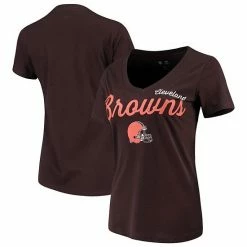 Women's G-III 4Her By Carl Banks Brown Cleveland Browns Post Season V-Neck T-Shirt