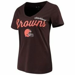 Women's G-III 4Her By Carl Banks Brown Cleveland Browns Post Season V-Neck T-Shirt -G-III Sales Store unnamed file 1691