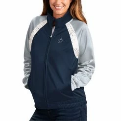 Women's G-III 4Her By Carl Banks Navy/Silver Dallas Cowboys Confetti Raglan Full-Zip Track Jacket