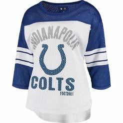Women's G-III 4Her By Carl Banks White/Royal Indianapolis Colts First Team Three-Quarter Sleeve Mesh T-Shirt -G-III Sales Store unnamed file 1700