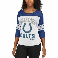 Women's G-III 4Her By Carl Banks White/Royal Indianapolis Colts First Team Three-Quarter Sleeve Mesh T-Shirt -G-III Sales Store unnamed file 1702