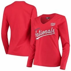 Women's G-III 4Her By Carl Banks Red Washington Nationals Post Season Long Sleeve T-Shirt