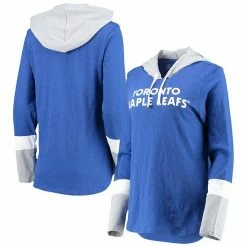 Women's G-III 4Her By Carl Banks Blue Toronto Maple Leafs Passing Play Hoodie Long Sleeve T-Shirt
