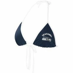 Women's G-III 4Her By Carl Banks College Navy Seattle Seahawks Perfect Match Bikini Top