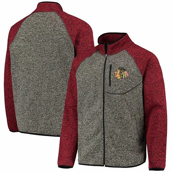 Men's G-III Sports By Carl Banks Charcoal/Red Chicago Blackhawks Switchback Transitional Raglan Full-Zip Jacket 2 Men's G-III Sports By Carl Banks Charcoal/Red Chicago Blackhawks Switchback Transitional Raglan Full-Zip Jacket - Image 2