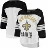 Women's G-III 4Her By Carl Banks White/Black New Orleans Saints First Team Three-Quarter Sleeve Mesh T-Shirt