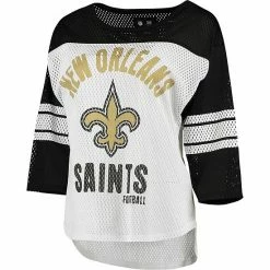 Women's G-III 4Her By Carl Banks White/Black New Orleans Saints First Team Three-Quarter Sleeve Mesh T-Shirt -G-III Sales Store unnamed file 1766