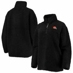 Women's G-III 4Her By Carl Banks Black Cleveland Browns Sherpa Quarter-Zip Jacket
