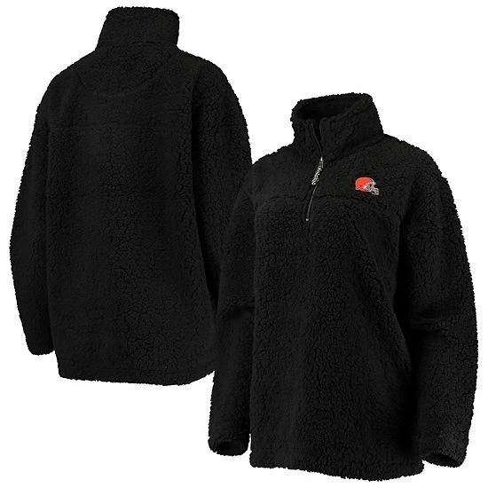 Women's G-III 4Her by Carl Banks Black Cleveland Browns Sherpa Quarter-Zip Jacket Women's G-III 4Her By Carl Banks Black Cleveland Browns Sherpa Quarter-Zip Jacket -G-III Sales Store unnamed file 1841