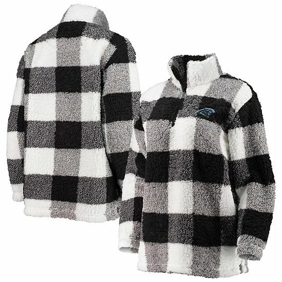 Women's G-III 4Her by Carl Banks Black Carolina Panthers Sherpa Plaid Quarter-Zip Jacket Women's G-III 4Her By Carl Banks Black Carolina Panthers Sherpa Plaid Quarter-Zip Jacket -G-III Sales Store unnamed file 1848