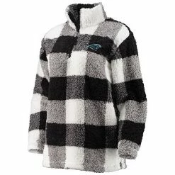 Women's G-III 4Her By Carl Banks Black Carolina Panthers Sherpa Plaid Quarter-Zip Jacket 2 Women's G-III 4Her By Carl Banks Black Carolina Panthers Sherpa Plaid Quarter-Zip Jacket -G-III Sales Store unnamed file 1850