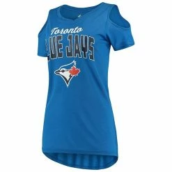 Women's G-III 4Her By Carl Banks Royal Toronto Blue Jays Clear The Bases Cold Shoulder T-Shirt