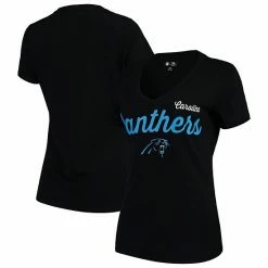 Women's G-III 4Her By Carl Banks Black Carolina Panthers Post Season V-Neck T-Shirt
