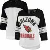 Women's G-III 4Her By Carl Banks White/Black Arizona Cardinals First Team Three-Quarter Sleeve Mesh T-Shirt