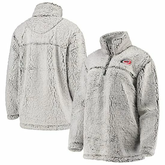 Women's G-III 4Her By Carl Banks Gray Carolina Hurricanes Sherpa Quarter-Zip Pullover Jacket - Image 2