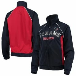 Women's G-III 4Her By Carl Banks Navy/Red Houston Texans Backfield Raglan Full-Zip Track Jacket