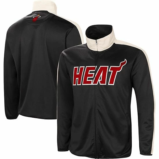 Men's G-III Sports By Carl Banks Black/White Miami Heat Zone Blitz Tricot Full-Zip Track Jacket 2 Men's G-III Sports By Carl Banks Black/White Miami Heat Zone Blitz Tricot Full-Zip Track Jacket - Image 2