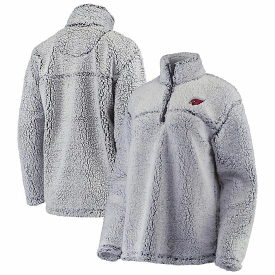 Women's G-III 4Her by Carl Banks Gray Arizona Cardinals Sherpa Quarter-Zip Pullover Jacket Women's G-III 4Her By Carl Banks Gray Arizona Cardinals Sherpa Quarter-Zip Pullover Jacket -G-III Sales Store unnamed file 1895
