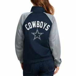 Women's G-III 4Her By Carl Banks Navy/Silver Dallas Cowboys Confetti Raglan Full-Zip Track Jacket -G-III Sales Store unnamed file 19