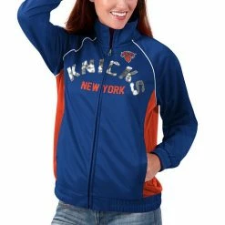 Women's G-III 4Her By Carl Banks Blue/Orange New York Knicks Backfield Raglan Full-Zip Track Jacket -G-III Sales Store unnamed file 1916
