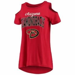 Women's G-III 4Her By Carl Banks Red Arizona Diamondbacks Clear The Bases Cold Shoulder T-Shirt