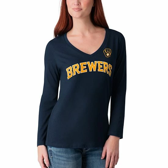 Women's G-III 4Her by Carl Banks Navy Milwaukee Brewers Post Season Long Sleeve T-Shirt Women's G-III 4Her By Carl Banks Navy Milwaukee Brewers Post Season Long Sleeve T-Shirt -G-III Sales Store unnamed file 1927