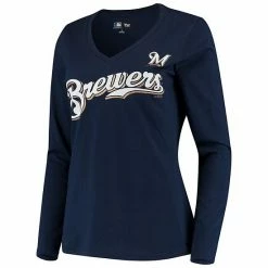 Women's G-III 4Her By Carl Banks Navy Milwaukee Brewers Post Season Long Sleeve T-Shirt 2 Women's G-III 4Her By Carl Banks Navy Milwaukee Brewers Post Season Long Sleeve T-Shirt -G-III Sales Store unnamed file 1929