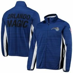 Men's G-III Sports By Carl Banks Blue Orlando Magic 75th Anniversary Power Forward Space-Dye Full-Zip Track Jacket