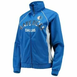 Women's G-III 4Her By Carl Banks Blue/Gray Dallas Mavericks Backfield Raglan Full-Zip Track Jacket -G-III Sales Store unnamed file 1963