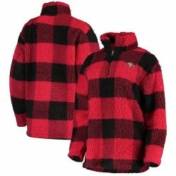 Women's G-III 4Her By Carl Banks Scarlet San Francisco 49ers Sherpa Plaid Quarter-Zip Jacket