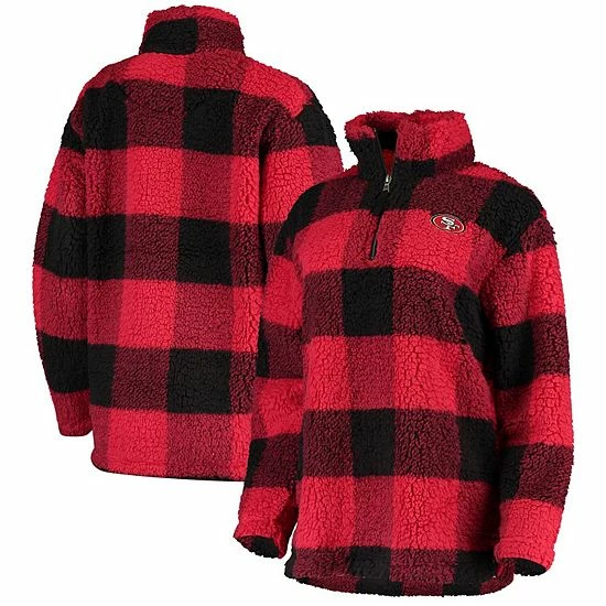 Women's G-III 4Her by Carl Banks Scarlet San Francisco 49ers Sherpa Plaid Quarter-Zip Jacket Women's G-III 4Her By Carl Banks Scarlet San Francisco 49ers Sherpa Plaid Quarter-Zip Jacket -G-III Sales Store unnamed file 1979