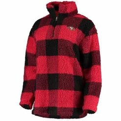 Women's G-III 4Her By Carl Banks Scarlet San Francisco 49ers Sherpa Plaid Quarter-Zip Jacket 2 Women's G-III 4Her By Carl Banks Scarlet San Francisco 49ers Sherpa Plaid Quarter-Zip Jacket -G-III Sales Store unnamed file 1981
