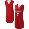 Women's G-III 4Her By Carl Banks Red Philadelphia Phillies Game Time Slub Beach V-Neck Cover-Up Dress