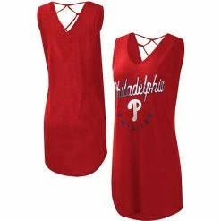 Women's G-III 4Her By Carl Banks Red Philadelphia Phillies Game Time Slub Beach V-Neck Cover-Up Dress