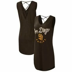 Women's G-III 4Her By Carl Banks Brown San Diego Padres Game Time Slub Beach V-Neck Cover-Up Dress