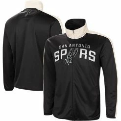 Men's G-III Sports By Carl Banks Black/White San Antonio Spurs Zone Blitz Tricot Full-Zip Track Jacket