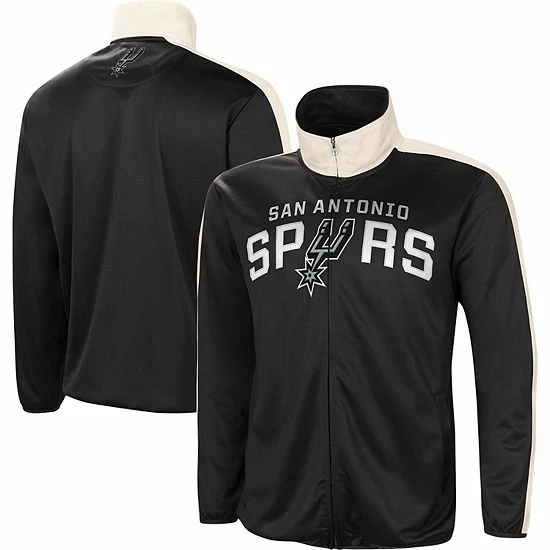 Men's G-III Sports By Carl Banks Black/White San Antonio Spurs Zone Blitz Tricot Full-Zip Track Jacket 2 Men's G-III Sports By Carl Banks Black/White San Antonio Spurs Zone Blitz Tricot Full-Zip Track Jacket - Image 2