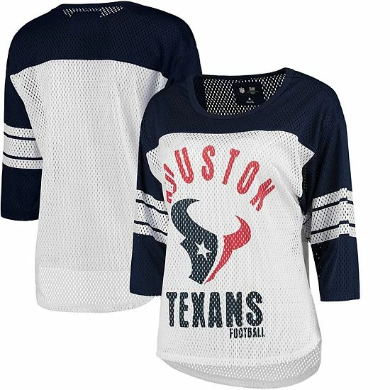 Women's G-III 4Her by Carl Banks White/Navy Houston Texans First Team Three-Quarter Sleeve Mesh T-Shirt Women's G-III 4Her By Carl Banks White/Navy Houston Texans First Team Three-Quarter Sleeve Mesh T-Shirt -G-III Sales Store unnamed file 2057