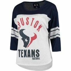 Women's G-III 4Her By Carl Banks White/Navy Houston Texans First Team Three-Quarter Sleeve Mesh T-Shirt 2 Women's G-III 4Her By Carl Banks White/Navy Houston Texans First Team Three-Quarter Sleeve Mesh T-Shirt -G-III Sales Store unnamed file 2059