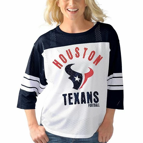 Women's G-III 4Her by Carl Banks White/Navy Houston Texans First Team Three-Quarter Sleeve Mesh T-Shirt Women's G-III 4Her By Carl Banks White/Navy Houston Texans First Team Three-Quarter Sleeve Mesh T-Shirt -G-III Sales Store unnamed file 2061