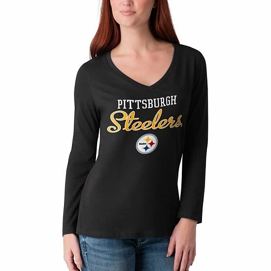 Women's G-III 4Her by Carl Banks Black Pittsburgh Steelers Post Season Long Sleeve V-Neck T-Shirt Women's G-III 4Her By Carl Banks Black Pittsburgh Steelers Post Season Long Sleeve V-Neck T-Shirt -G-III Sales Store unnamed file 209