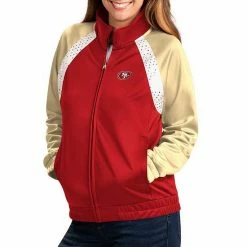 Women's G-III 4Her By Carl Banks Scarlet/Gold San Francisco 49ers Confetti Raglan Full-Zip Track Jacket