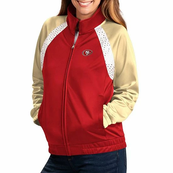 Women's G-III 4Her by Carl Banks Scarlet/Gold San Francisco 49ers Confetti Raglan Full-Zip Track Jacket Women's G-III 4Her By Carl Banks Scarlet/Gold San Francisco 49ers Confetti Raglan Full-Zip Track Jacket -G-III Sales Store unnamed file 2095