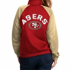 Women's G-III 4Her By Carl Banks Scarlet/Gold San Francisco 49ers Confetti Raglan Full-Zip Track Jacket 2 Women's G-III 4Her By Carl Banks Scarlet/Gold San Francisco 49ers Confetti Raglan Full-Zip Track Jacket -G-III Sales Store unnamed file 2097