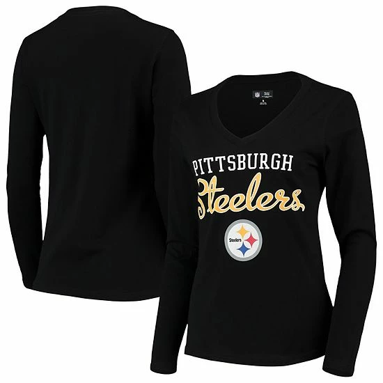 Women's G-III 4Her by Carl Banks Black Pittsburgh Steelers Post Season Long Sleeve V-Neck T-Shirt Women's G-III 4Her By Carl Banks Black Pittsburgh Steelers Post Season Long Sleeve V-Neck T-Shirt -G-III Sales Store unnamed file 210