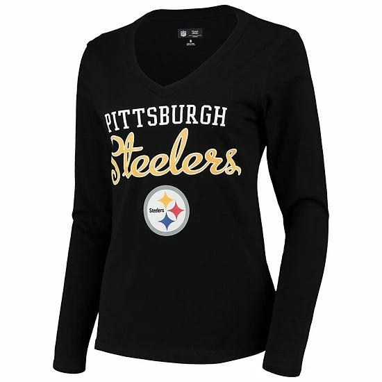 Women's G-III 4Her by Carl Banks Black Pittsburgh Steelers Post Season Long Sleeve V-Neck T-Shirt Women's G-III 4Her By Carl Banks Black Pittsburgh Steelers Post Season Long Sleeve V-Neck T-Shirt -G-III Sales Store unnamed file 211