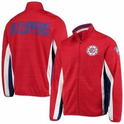 Men's G-III Sports By Carl Banks Red LA Clippers 75th Anniversary Power Forward Space-Dye Full-Zip Track Jacket